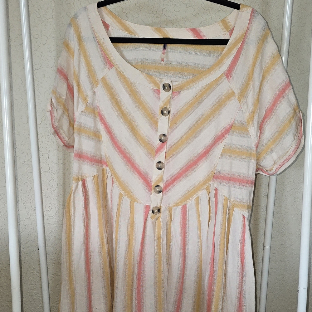 Free People Striped Button-Down Dress